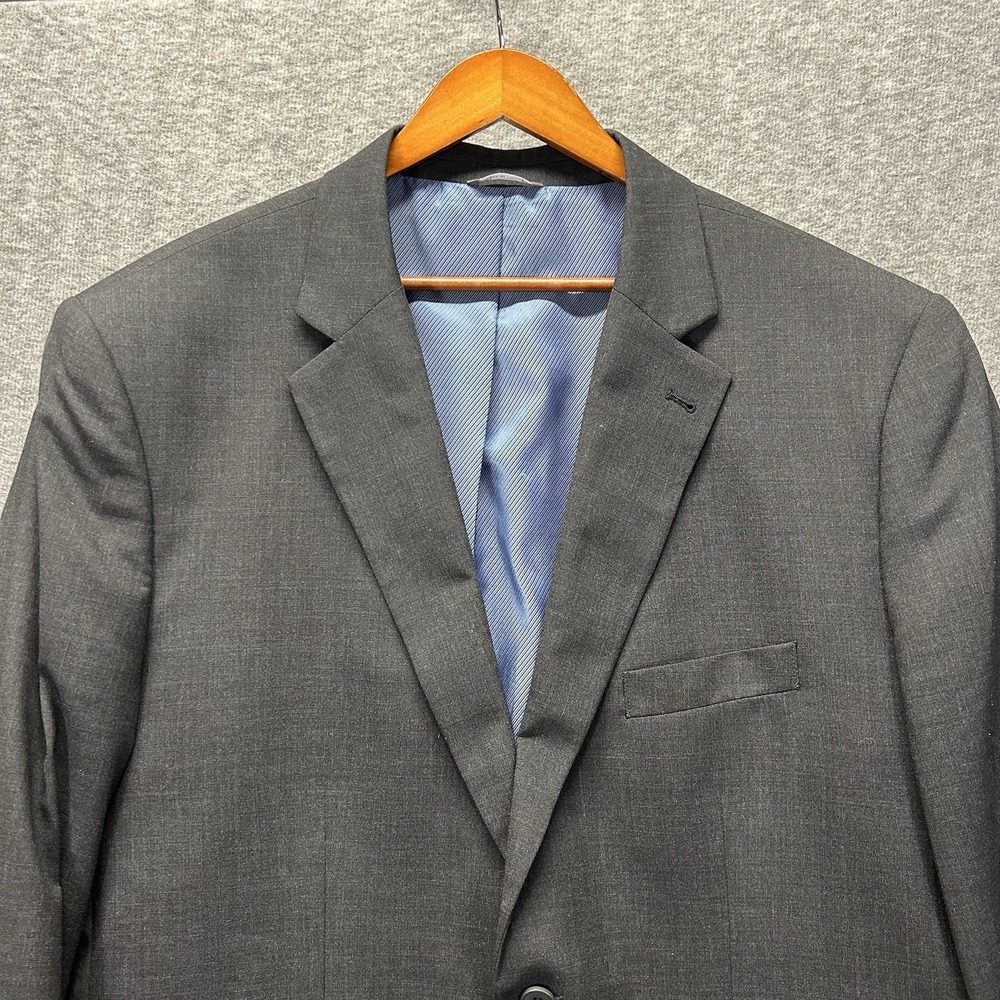 Oak Hill Sport Coat Men Size 50L Black Two Button Single Vented Poly Wool‎ Blend